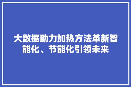 大数据助力加热方法革新智能化、节能化引领未来