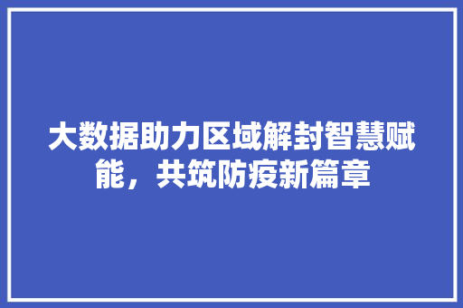 大数据助力区域解封智慧赋能，共筑防疫新篇章