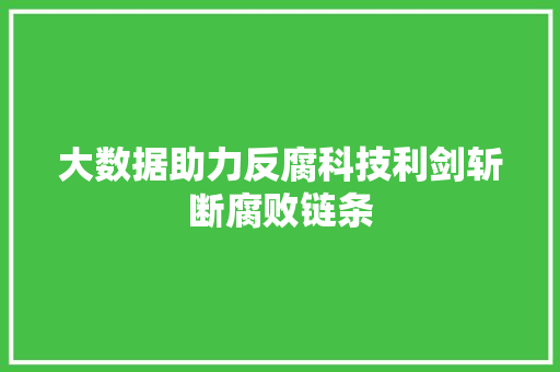 大数据助力反腐科技利剑斩断腐败链条