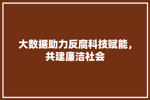 大数据助力反腐科技赋能，共建廉洁社会
