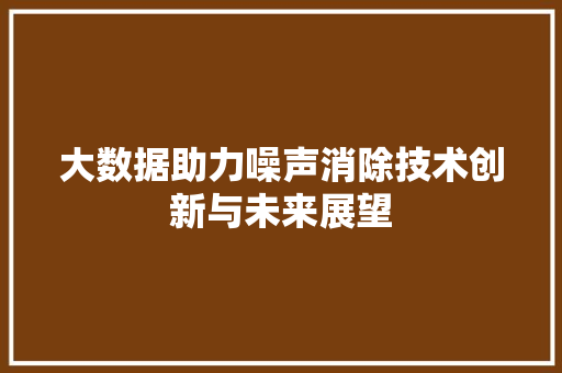 大数据助力噪声消除技术创新与未来展望