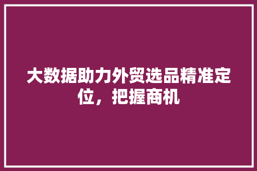 大数据助力外贸选品精准定位，把握商机