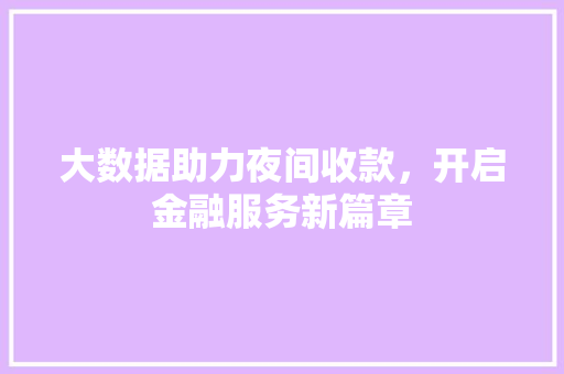 大数据助力夜间收款，开启金融服务新篇章