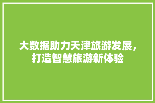 大数据助力天津旅游发展，打造智慧旅游新体验