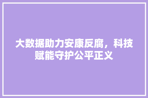 大数据助力安康反腐，科技赋能守护公平正义