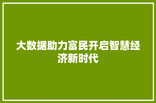 大数据助力富民开启智慧经济新时代  第1张