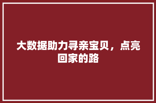 大数据助力寻亲宝贝，点亮回家的路
