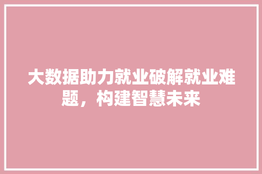 大数据助力就业破解就业难题，构建智慧未来