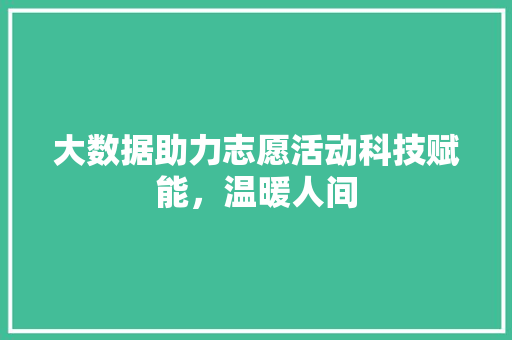 大数据助力志愿活动科技赋能，温暖人间