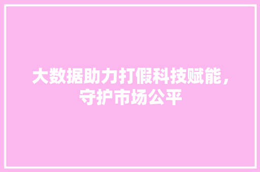 大数据助力打假科技赋能，守护市场公平