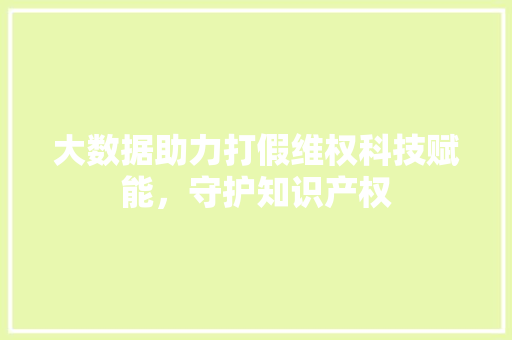 大数据助力打假维权科技赋能，守护知识产权