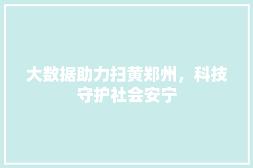 大数据助力扫黄郑州，科技守护社会安宁