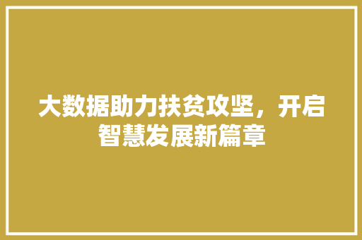 大数据助力扶贫攻坚，开启智慧发展新篇章