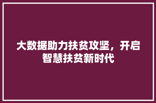 大数据助力扶贫攻坚，开启智慧扶贫新时代