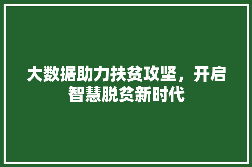 大数据助力扶贫攻坚，开启智慧脱贫新时代