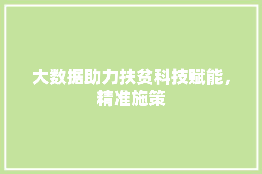 大数据助力扶贫科技赋能，精准施策