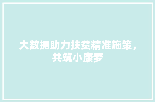大数据助力扶贫精准施策，共筑小康梦