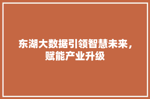 东湖大数据引领智慧未来，赋能产业升级