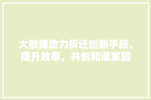 大数据助力拆迁创新手段，提升效率，共创和谐家园
