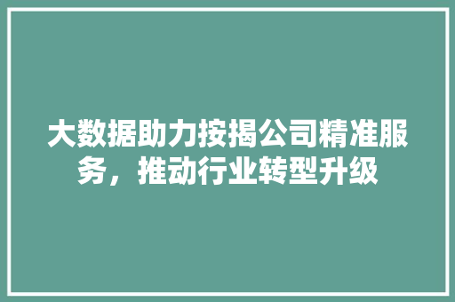 大数据助力按揭公司精准服务，推动行业转型升级