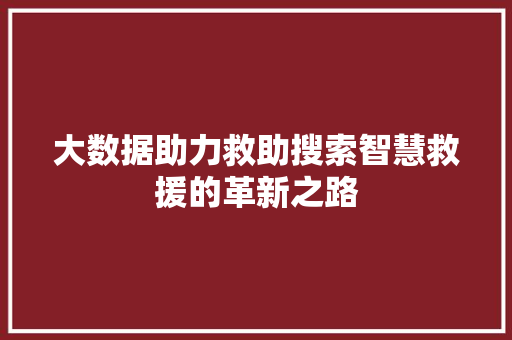 大数据助力救助搜索智慧救援的革新之路