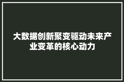 大数据创新聚变驱动未来产业变革的核心动力