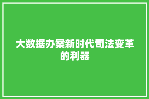 大数据办案新时代司法变革的利器
