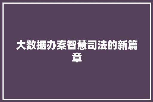 大数据办案智慧司法的新篇章  第1张