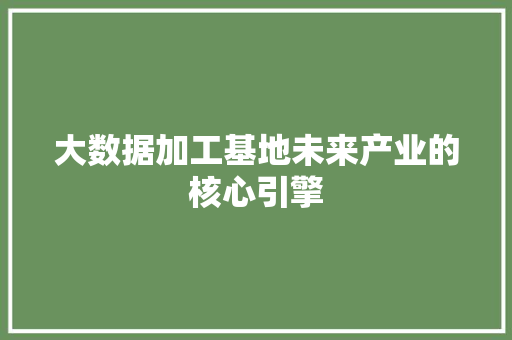 大数据加工基地未来产业的核心引擎