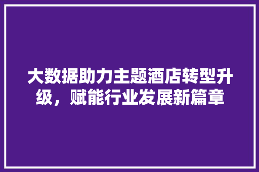 大数据助力主题酒店转型升级，赋能行业发展新篇章