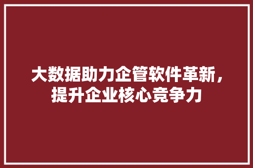 大数据助力企管软件革新，提升企业核心竞争力