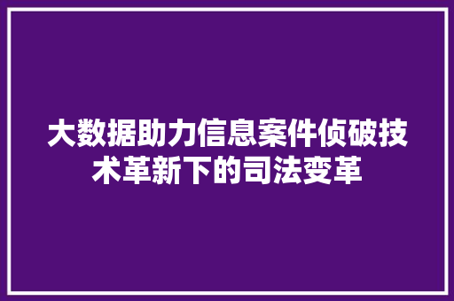 大数据助力信息案件侦破技术革新下的司法变革