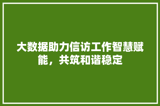 大数据助力信访工作智慧赋能，共筑和谐稳定
