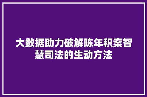 大数据助力破解陈年积案智慧司法的生动方法
