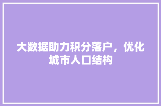 大数据助力积分落户，优化城市人口结构