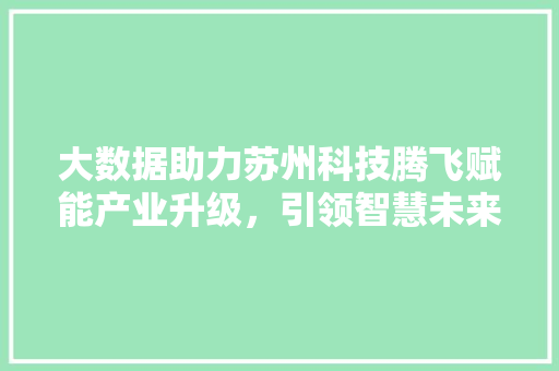 大数据助力苏州科技腾飞赋能产业升级，引领智慧未来  第1张