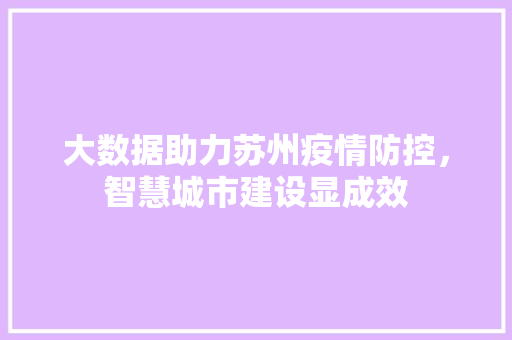 大数据助力苏州疫情防控，智慧城市建设显成效  第1张
