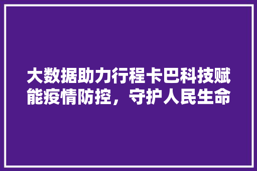 大数据助力行程卡巴科技赋能疫情防控，守护人民生命安全