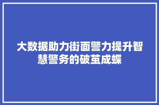 大数据助力街面警力提升智慧警务的破茧成蝶