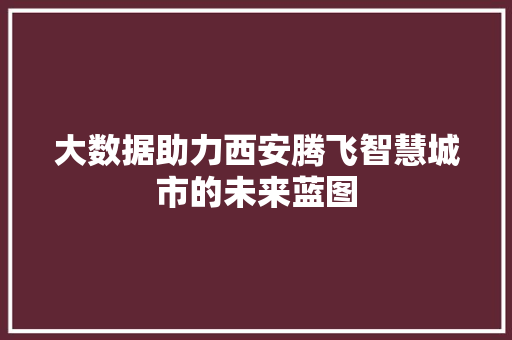 大数据助力西安腾飞智慧城市的未来蓝图