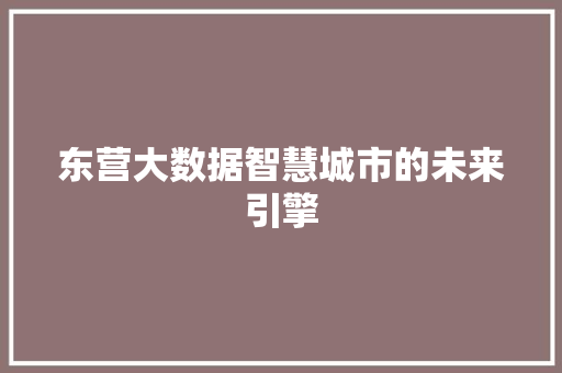 东营大数据智慧城市的未来引擎