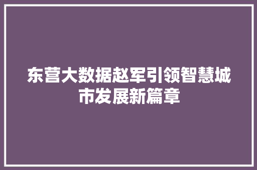 东营大数据赵军引领智慧城市发展新篇章