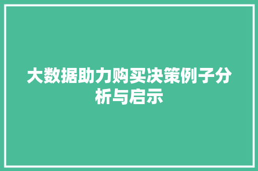 大数据助力购买决策例子分析与启示