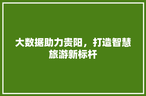 大数据助力贵阳，打造智慧旅游新标杆