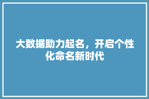 大数据助力起名，开启个性化命名新时代
