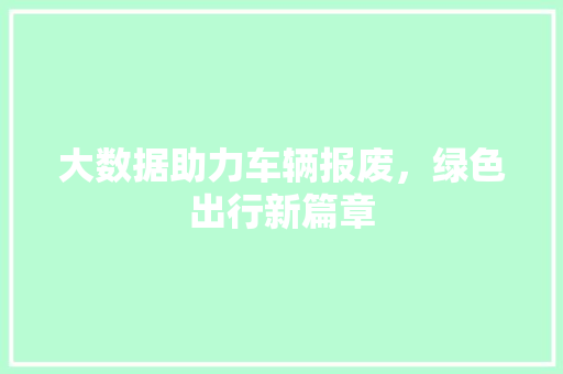 大数据助力车辆报废，绿色出行新篇章