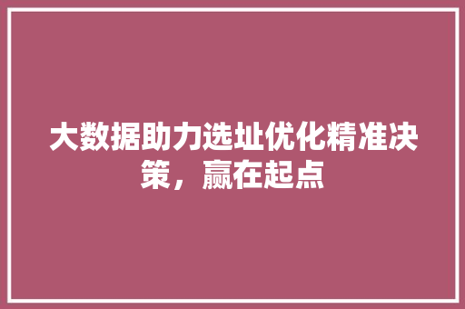 大数据助力选址优化精准决策，赢在起点