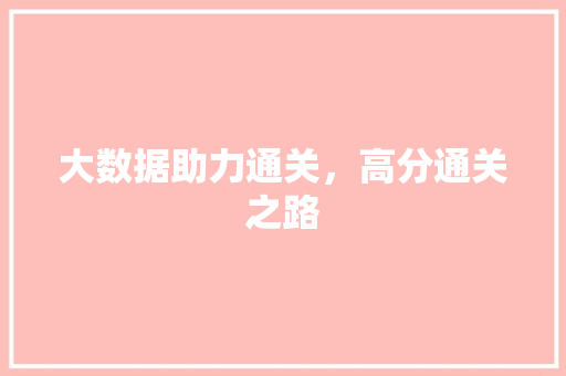 大数据助力通关，高分通关之路