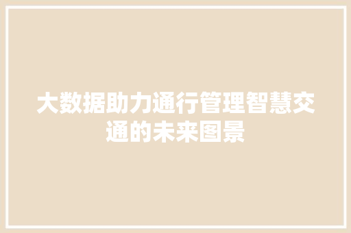 大数据助力通行管理智慧交通的未来图景