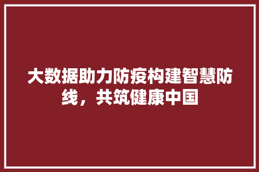 大数据助力防疫构建智慧防线，共筑健康中国